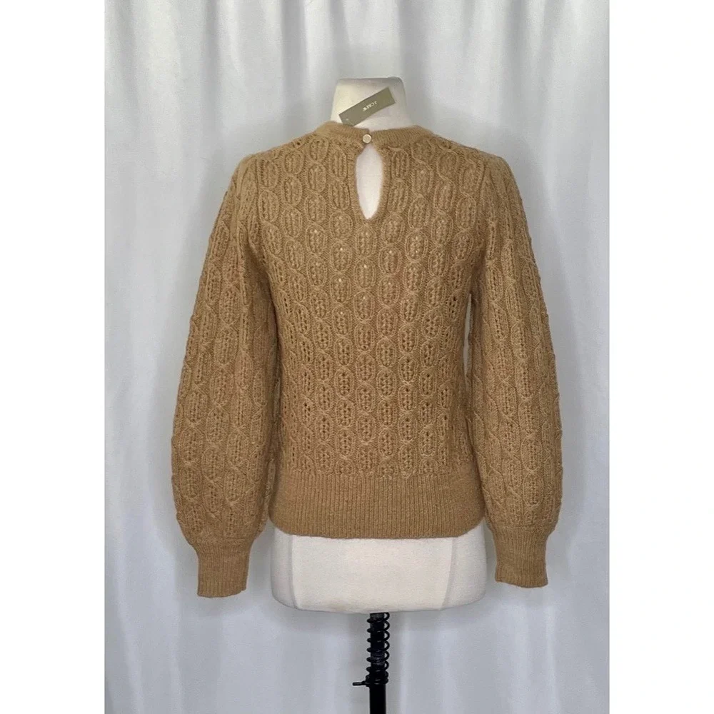 NWT!! J. CREW Balloon Sleeve Cable Knit Sweater Pale Clay Tan‎ Brown X-Small - Picture 9 of 15